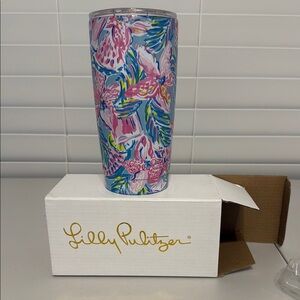 Lilly Pulitzer Pink and Blue Floral Tumbler